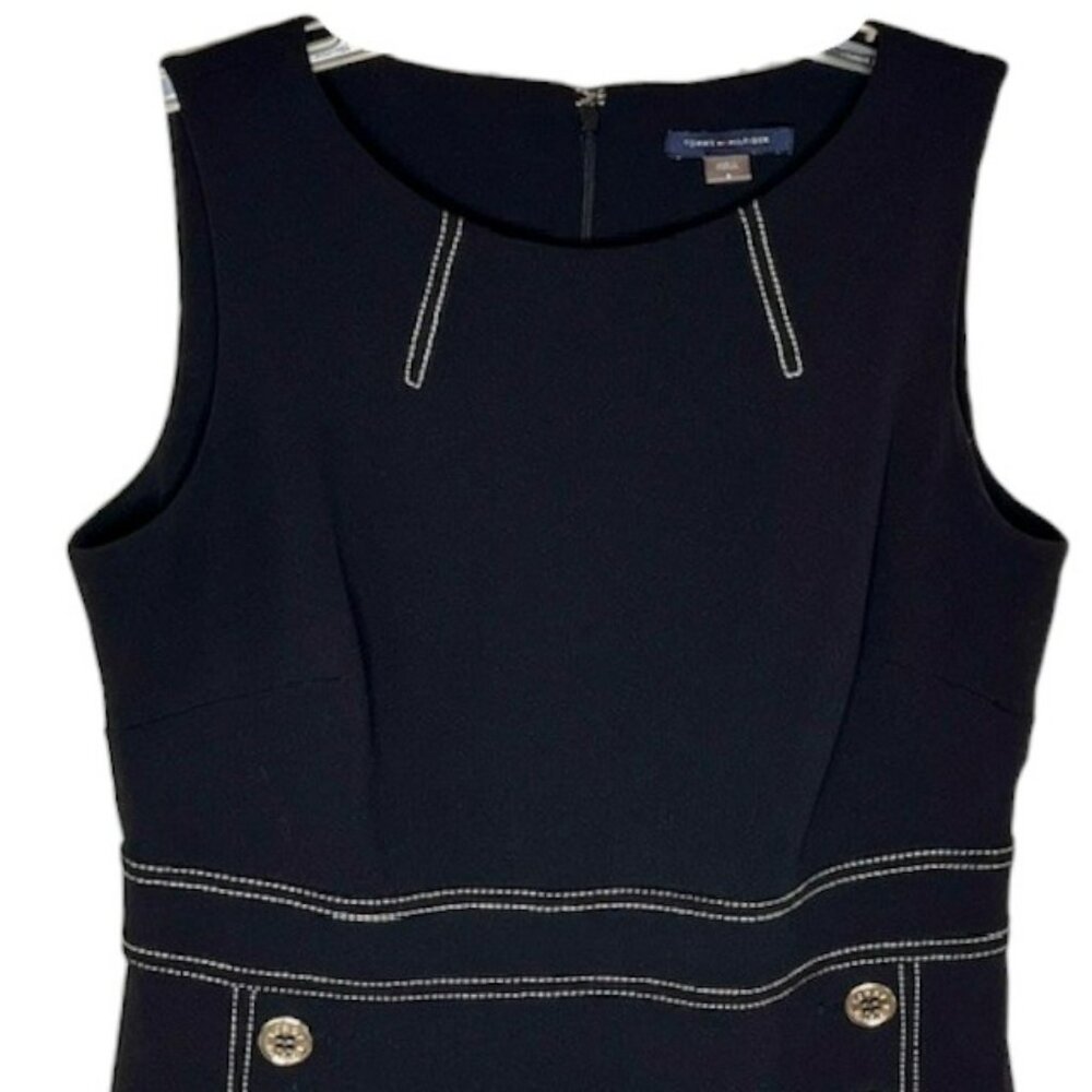 Tommy Hilfiger Sleeveless Crepe Summer Dress with Button Accents - Black - 8 - Picture 4 of 9